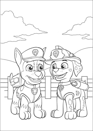 Online coloring book: Chase and Marshall are Talking to Each Other coloring page